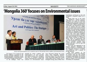 Photo of David Goldenberg taking part in the conference on Art and Politics, Art and Biennials after the end of Gloabalisation and Colonisation, as part of the 1st Land Art Biennial in Monolia 2010
